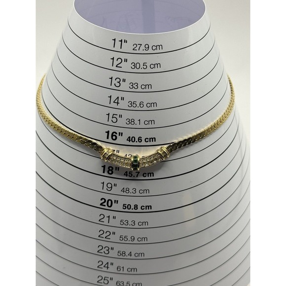 Christian Dior Green Clear Swarovski Crystal NECKLACE 1980s Vintage 15" 2" CHAIN - Picture 7 of 8